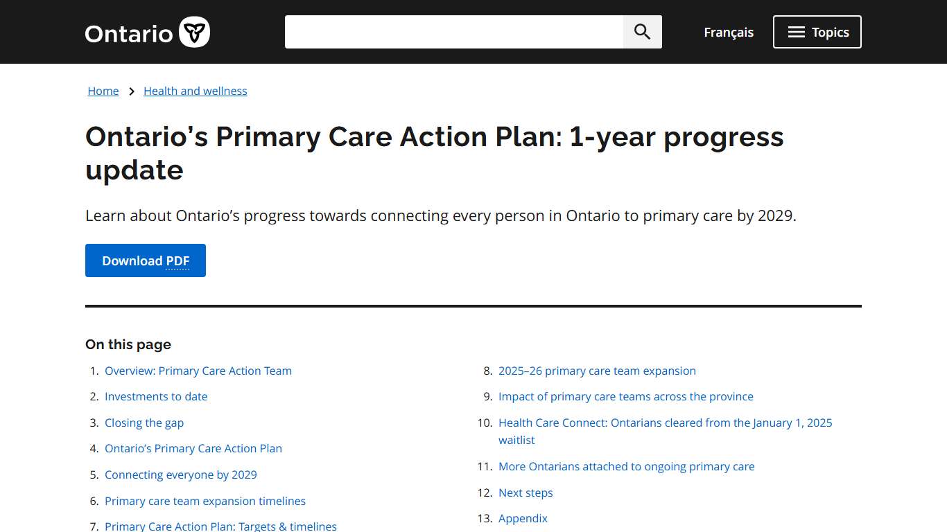Ontario’s Primary Care Action Plan: 1-year progress update | ontario.ca