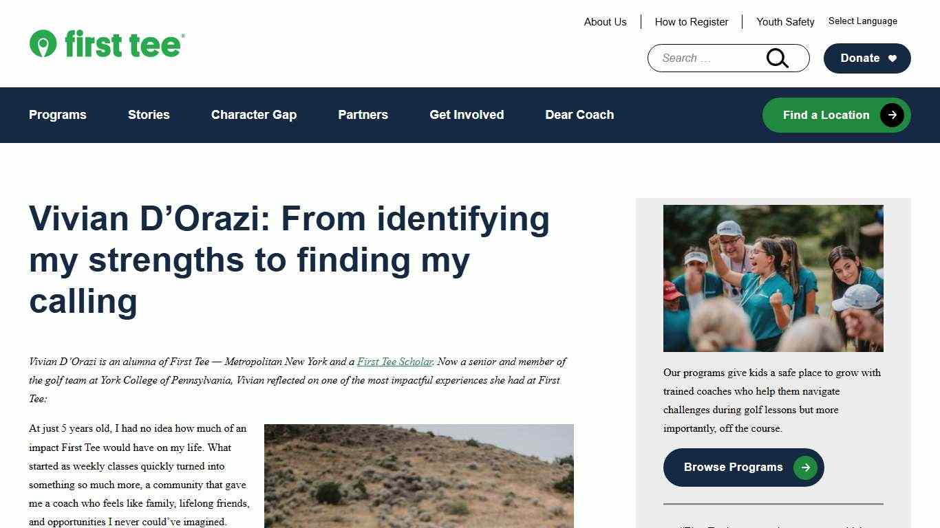 Vivian D'Orazi: From identifying my strengths to finding my calling - First Tee